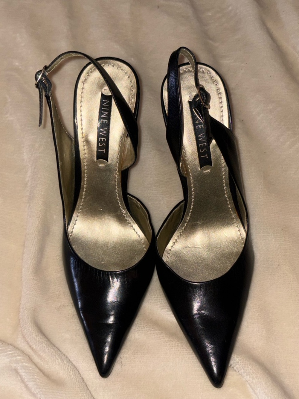 Nine West Women's Black Pointed Toe Slingback Heels